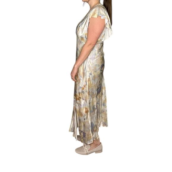 RAILS Dina Diffused Blossom Satin Slip Midi Dress Women's Size Large V-Neck - Picture 3 of 10